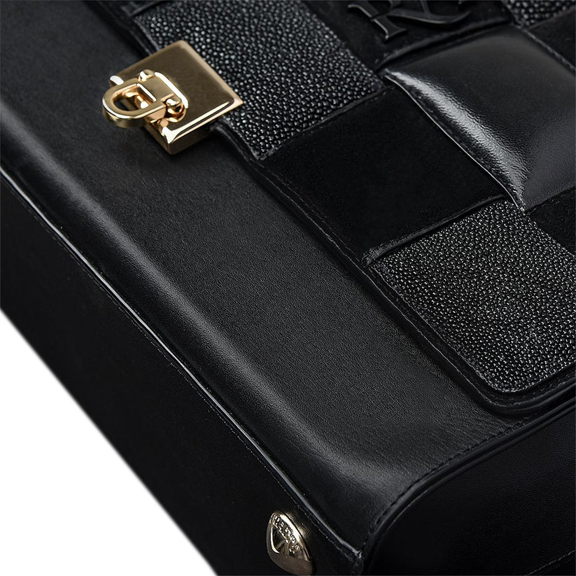 Cuadra Women's Black Genuine Exotic Leather Handbag