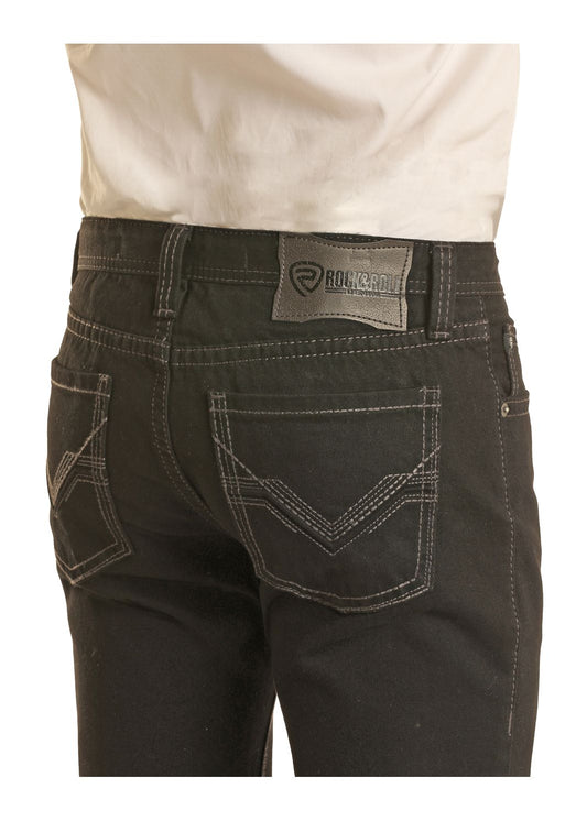Rock & Roll Men's Revolver Black Slim Straight Jean