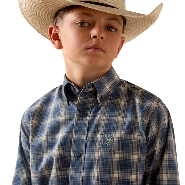 Ariat Boy's Pro Scottie Long Sleeve Shirt - Blue Plaid