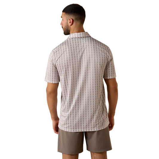 Ariat Men's All Over Southwest Polo Short Sleeve Shirt - Taupe