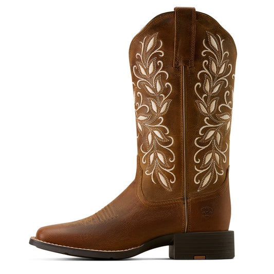 Ariat Women's Round Up Holly Western Square Toe Boot - Brown