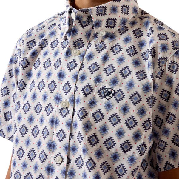 Ariat Boys Baxter Southwest Print Short Sleeve - White