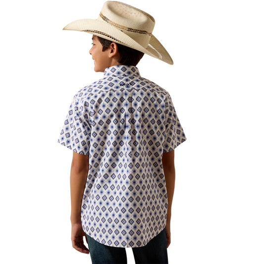 Ariat Boys Baxter Southwest Print Short Sleeve - White