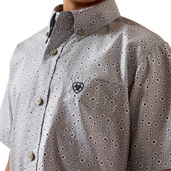 Ariat Boy's Bosco Short Sleeve Geo Print - Grey