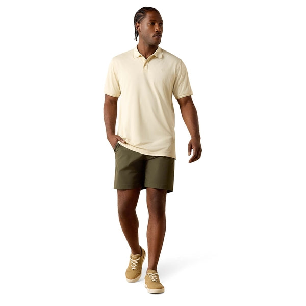 Ariat Men's Logo Fitted Polo Short Sleeve Shirt - Beige