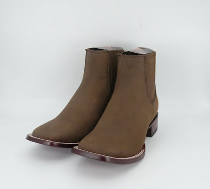 Los Altos Men’s Nobuck Square Toe Short Boot - Brown