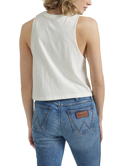 Wrangler Women's Festival Crop Graphic Tank Top Marshmallow