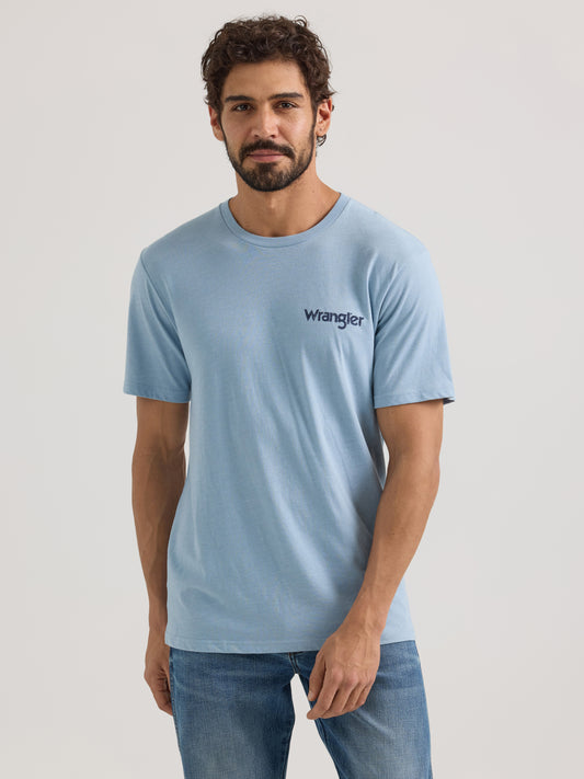 Wrangler Men's Back Graphic T-Shirt Ashley Blue