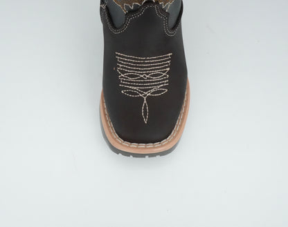 Chaparral Kid’s Crazy Leather Square Toe Chocolate Boot