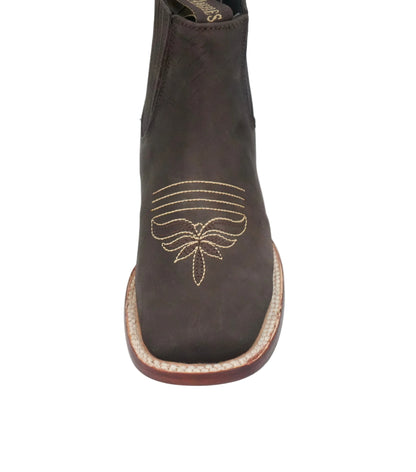 Los Angeles Women’s Nobuck Wide Square Toe Short Boot - Brown