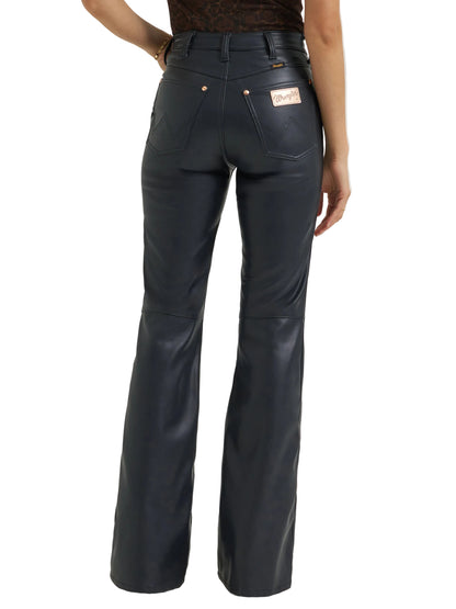 Wrangler X Lainey Wilson Women's Faux Leather Flare Jean - Black