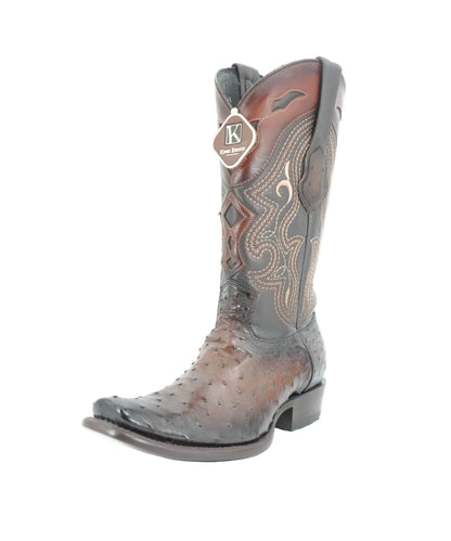 King Exotic Men's Ostrich Semi Round Toe Boot - Brown