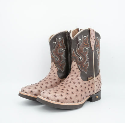 Chaparral Kid’s Ostrich Print Square Toe Orix Boot