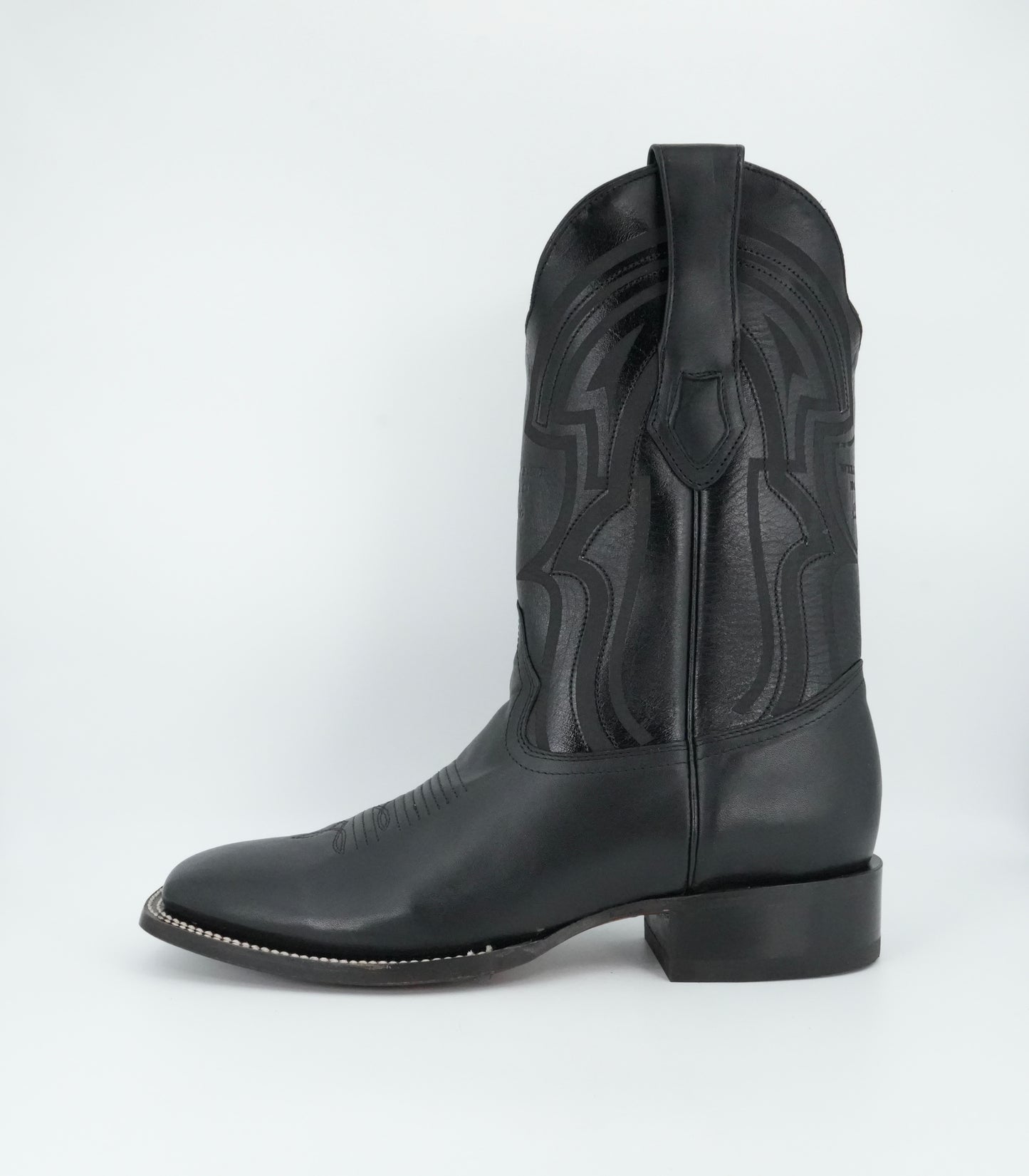 Wild West Men's Belmont Laser Black Wide Square Toe Boot