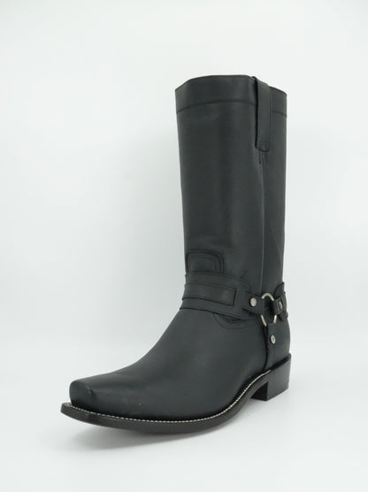 Indomable's Men's Black Leather Trompa De Puerco Narrow Square Toe Boot