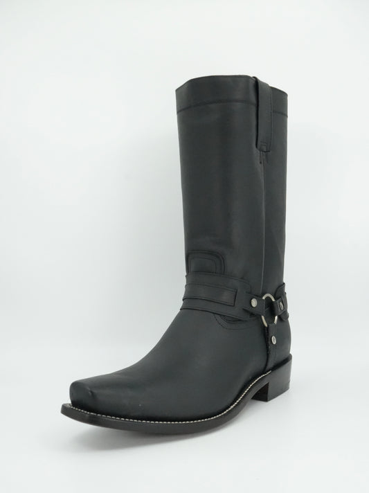 Indomable's Men's Black Leather Trompa De Puerco Narrow Square Toe Boot