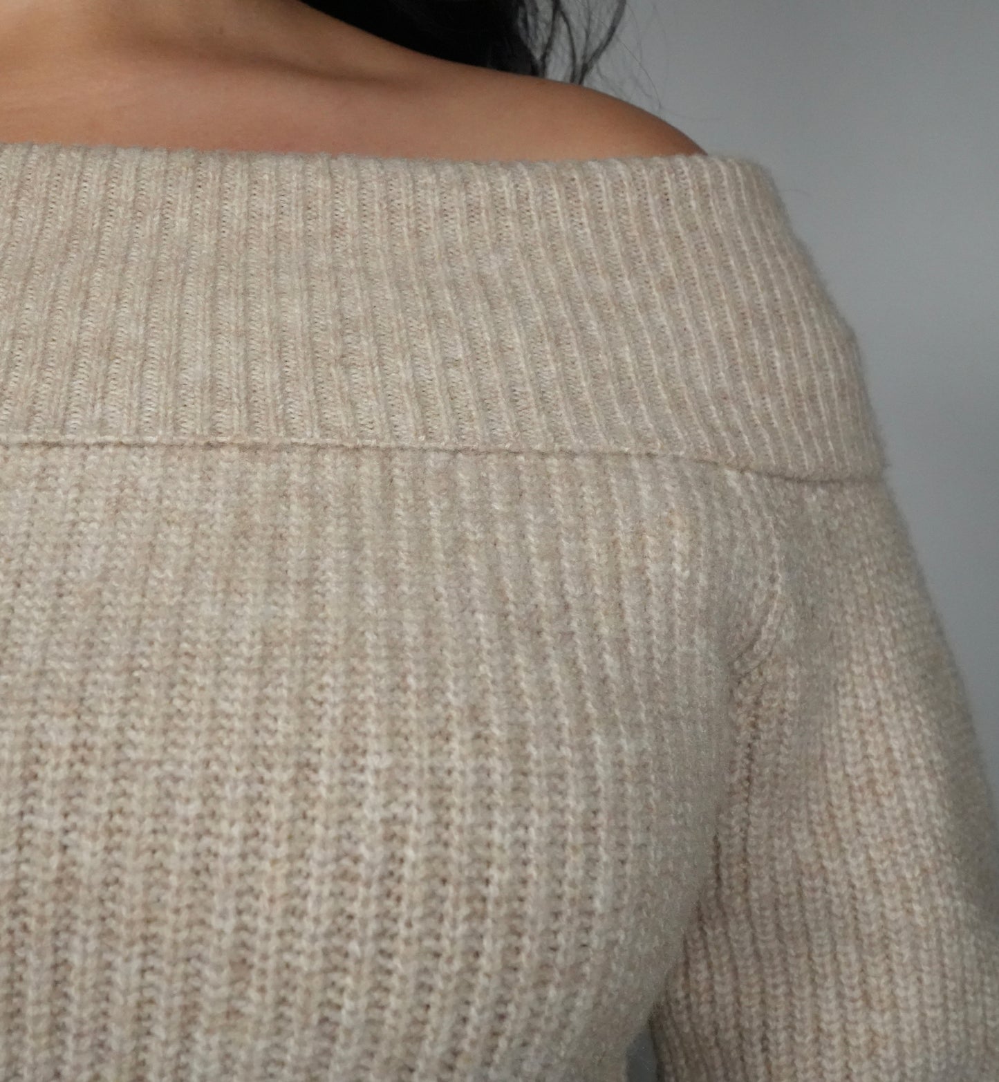 Women’s Knitted Fold Over Haze Sweater - Oat