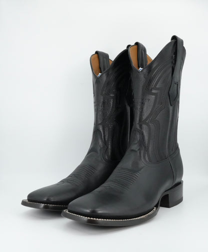 Wild West Men's Belmont Laser Black Wide Square Toe Boot