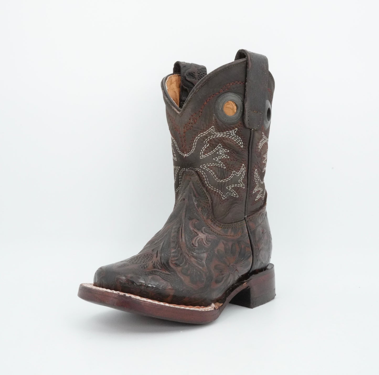 Chaparral Kid’s Hand Tooled Print Rustic Brown Boot