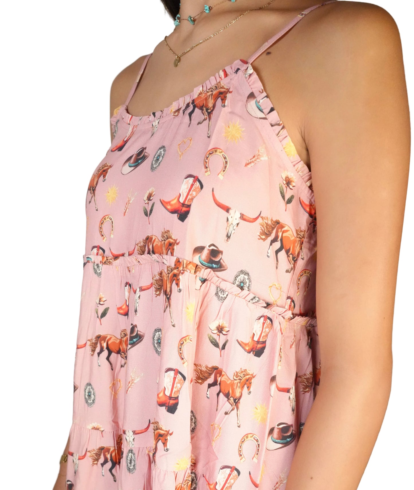 Rock & Roll Denim Girl's Western Print Dress - Rose/Mauve