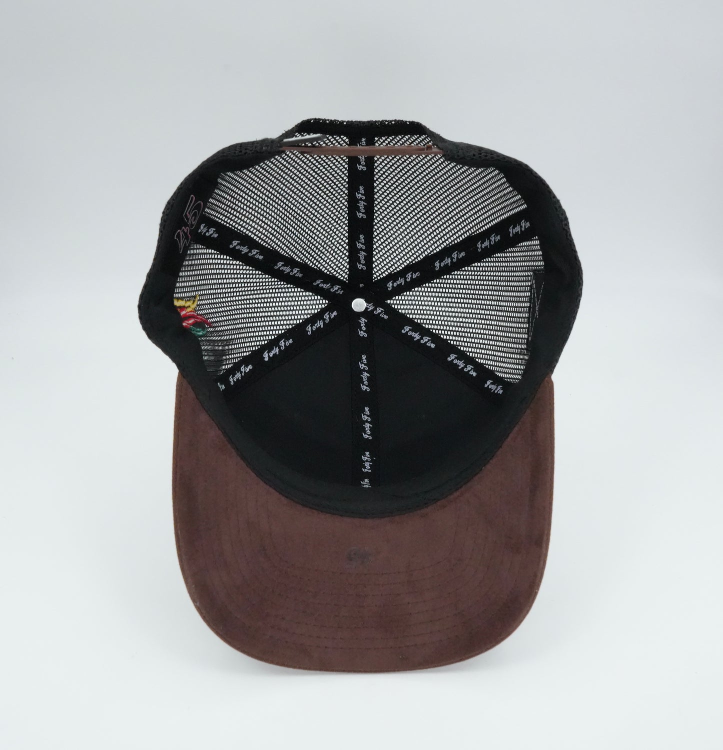 45 Cursive Trucker Cap- White/Chocolate