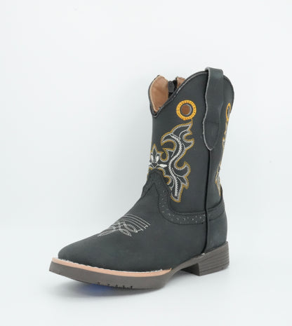 Black Stone Kid's Crazy Black Stitched Boots