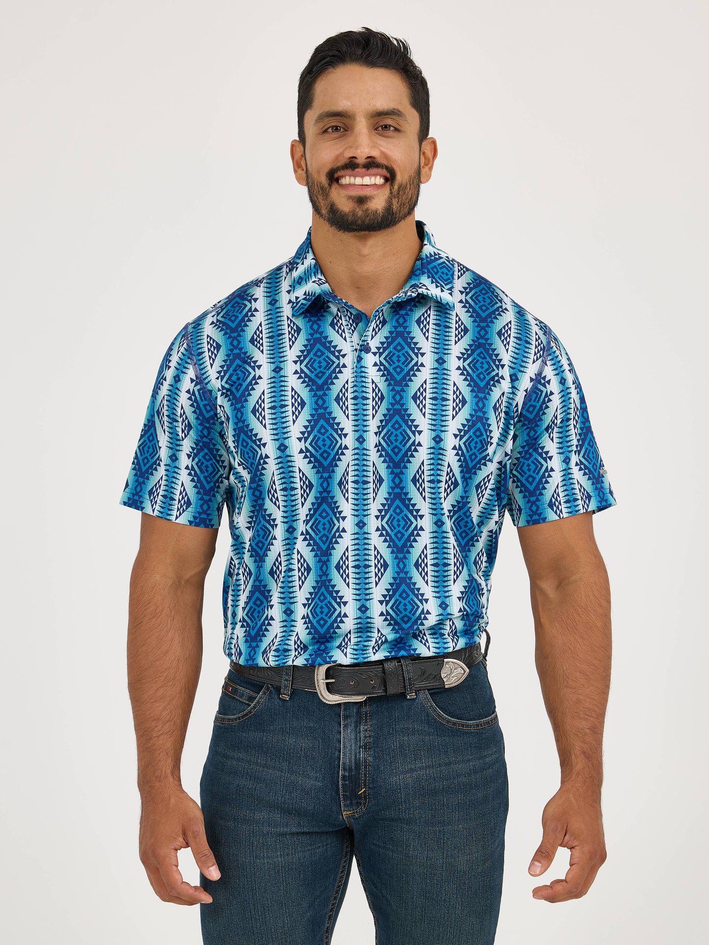 Wrangler Men's Performance Mystic Blue Regular Fit Polo Shirt