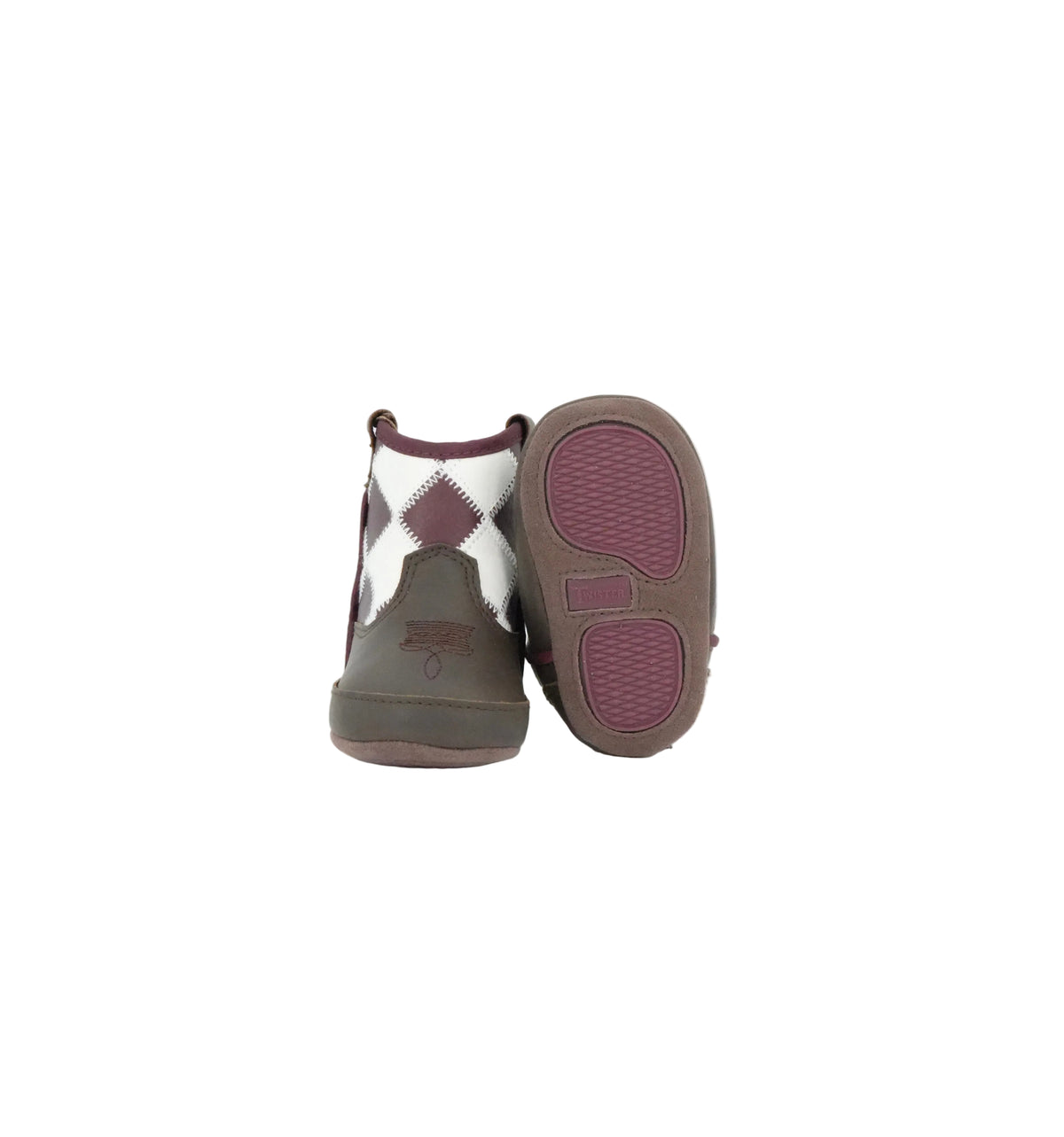 Twister Infant Braxton Checkered Chocolate Boot - Burgundy/White