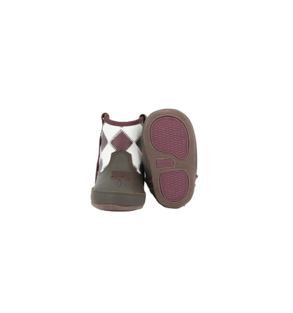 Twister Infant Braxton Checkered Chocolate Boot - Burgundy/White