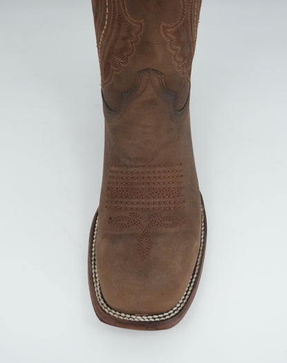 Circle G Men’s Leather Chocolate Embroidery Wide Square Toe Boot