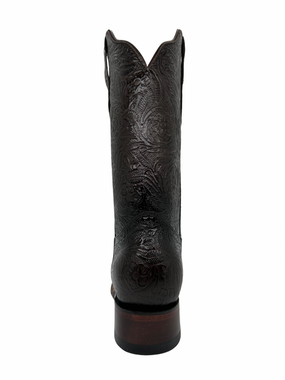 Stephy Women Tooled Print Black Chocolate Boots
