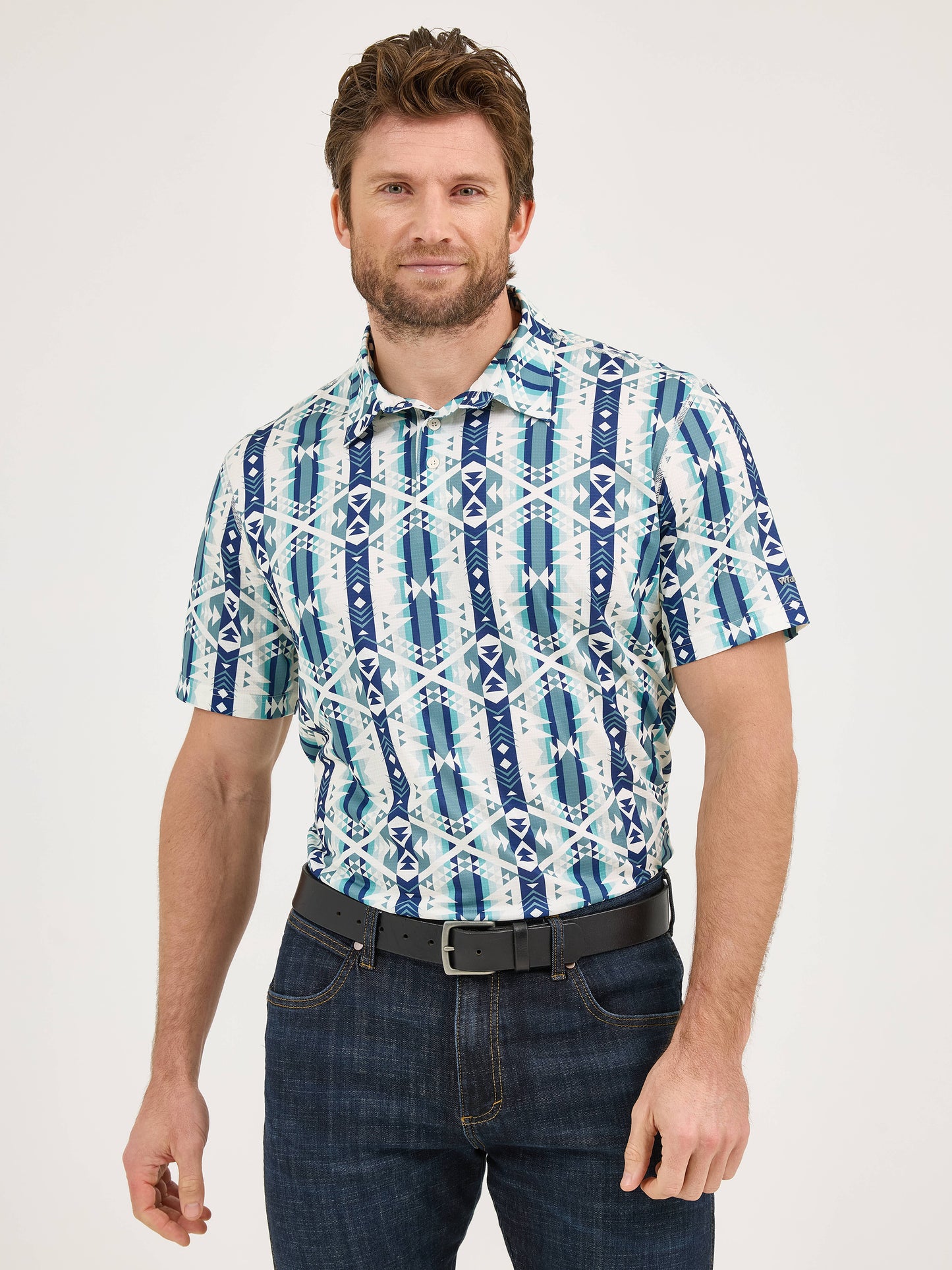Wrangler Men's Performance Icy Geo Regular Fit Polo Shirt