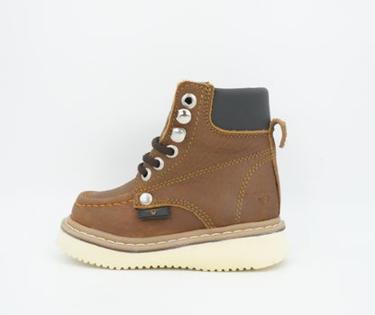 Hooch Kid's Work Boot Tan Moc Toe Boot