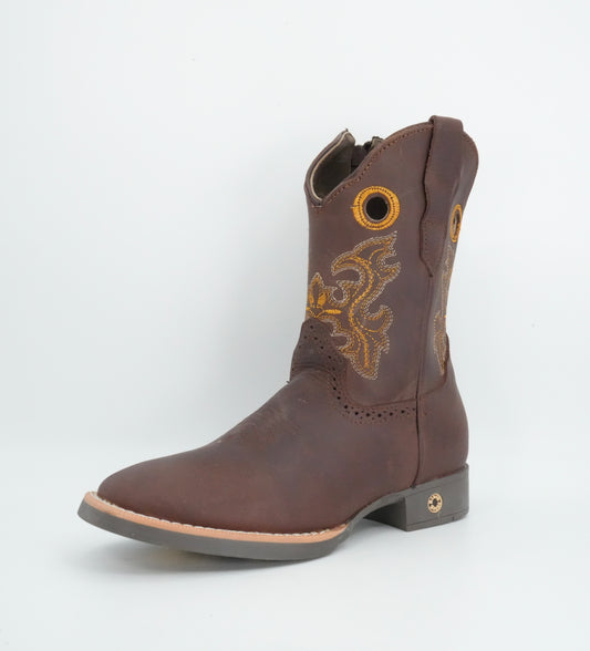 Black Stone Kid's Crazy Brown Yellow Stitched Boots