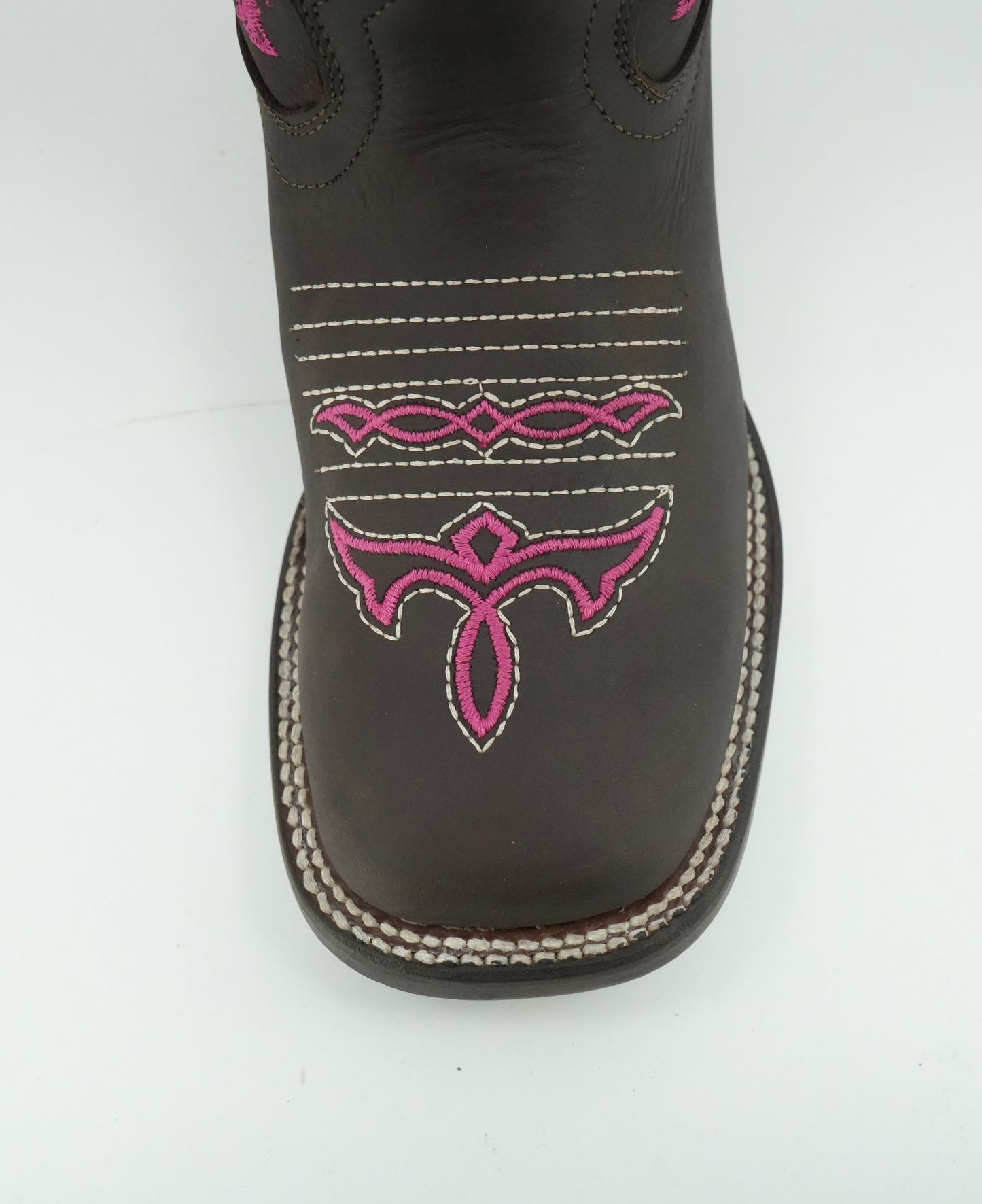 Quincy Women's Crazy Embroidered Brown/Pink Wide Square Toe Boot