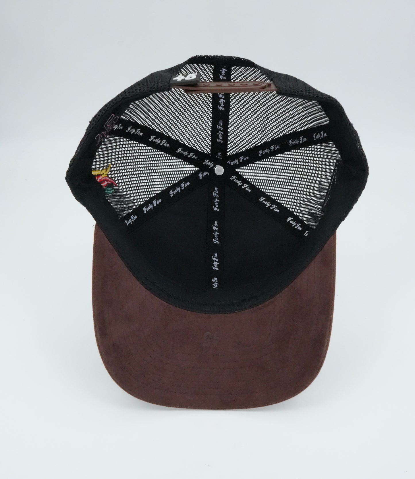 45 Cursive Trucker Cap- White/Chocolate