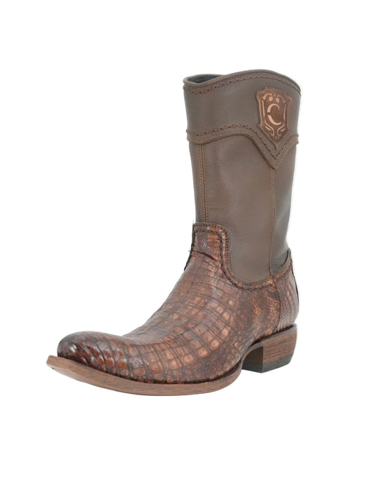 Cuadra Men's Caiman Belly Round Toe Boot - Brunt Brown