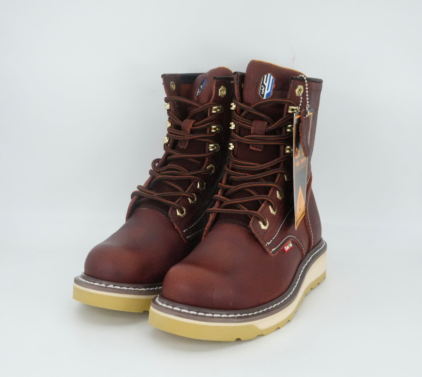 Cactus Men's Leather Lace Up Work Boot - Wine