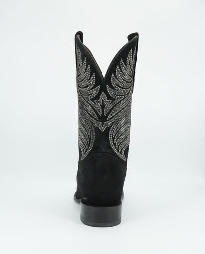 Circle G Men’s Embroidery Nobuck Black Wide Square Toe Boot