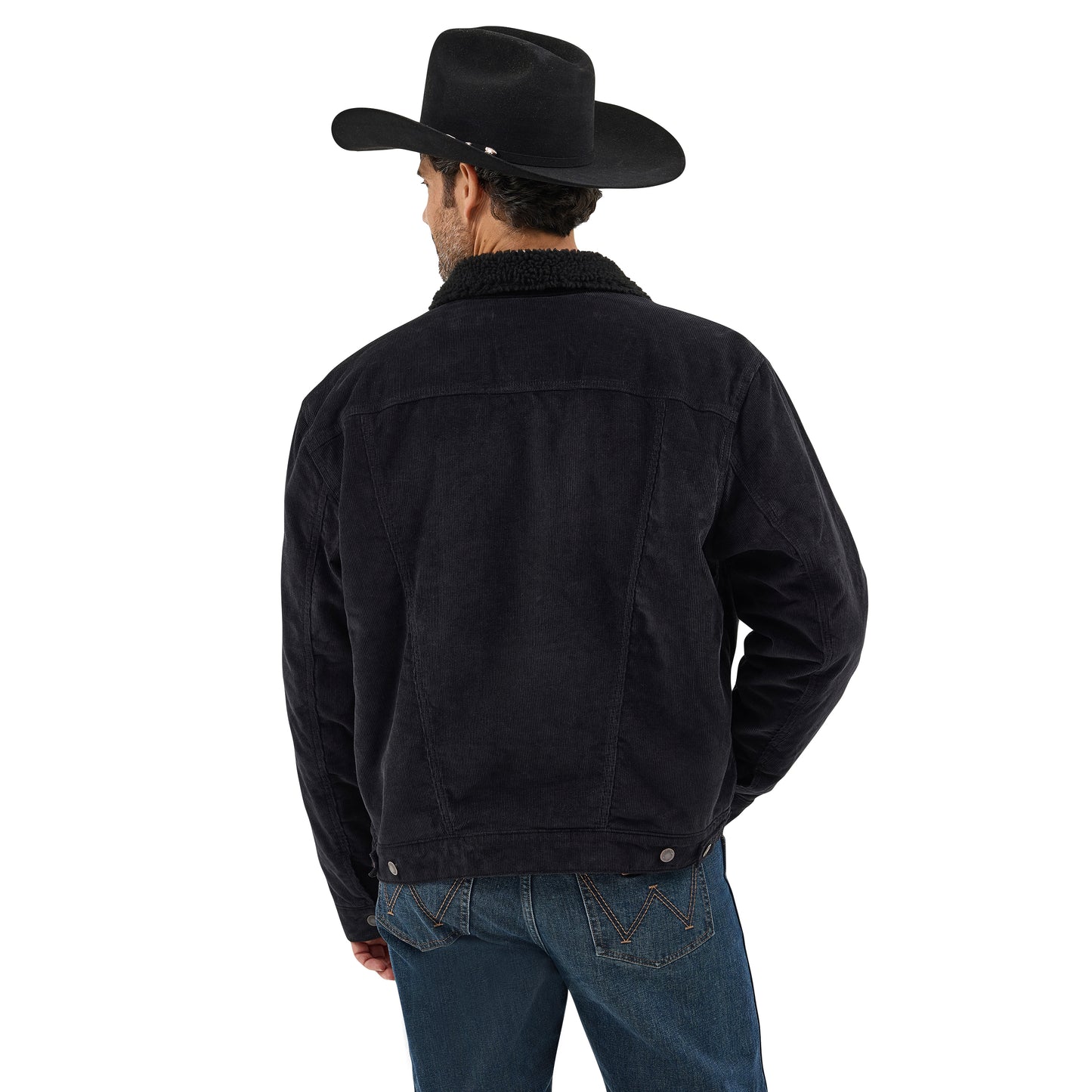 Men's Wrangler Cowboy Cut Sherpa Lined Corduroy Jacket - Black