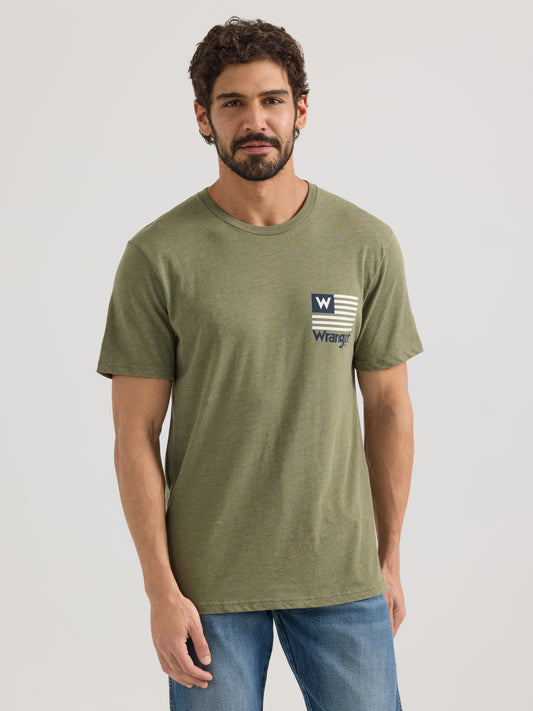 Wrangler Men's Stars And Stripes Flag Graphic T-Shirt Green