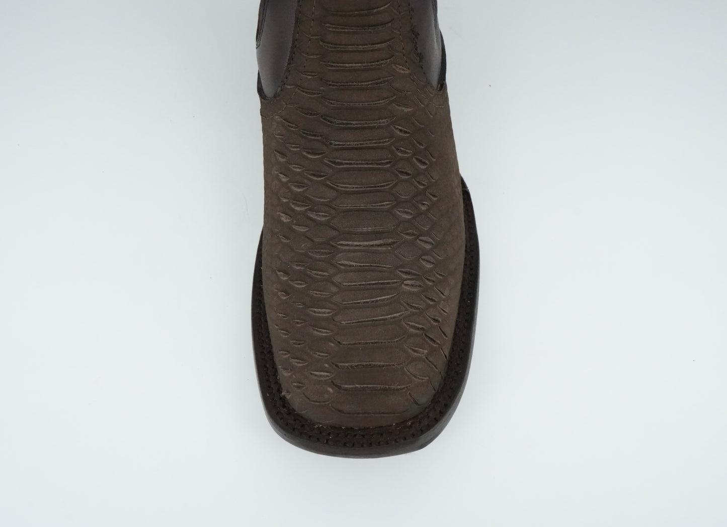 Hooch Men's Chocolate Python Print Square Toe Short Boot