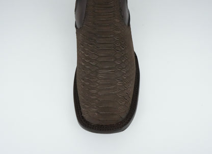 Hooch Men's Chocolate Python Print Square Toe Short Boot