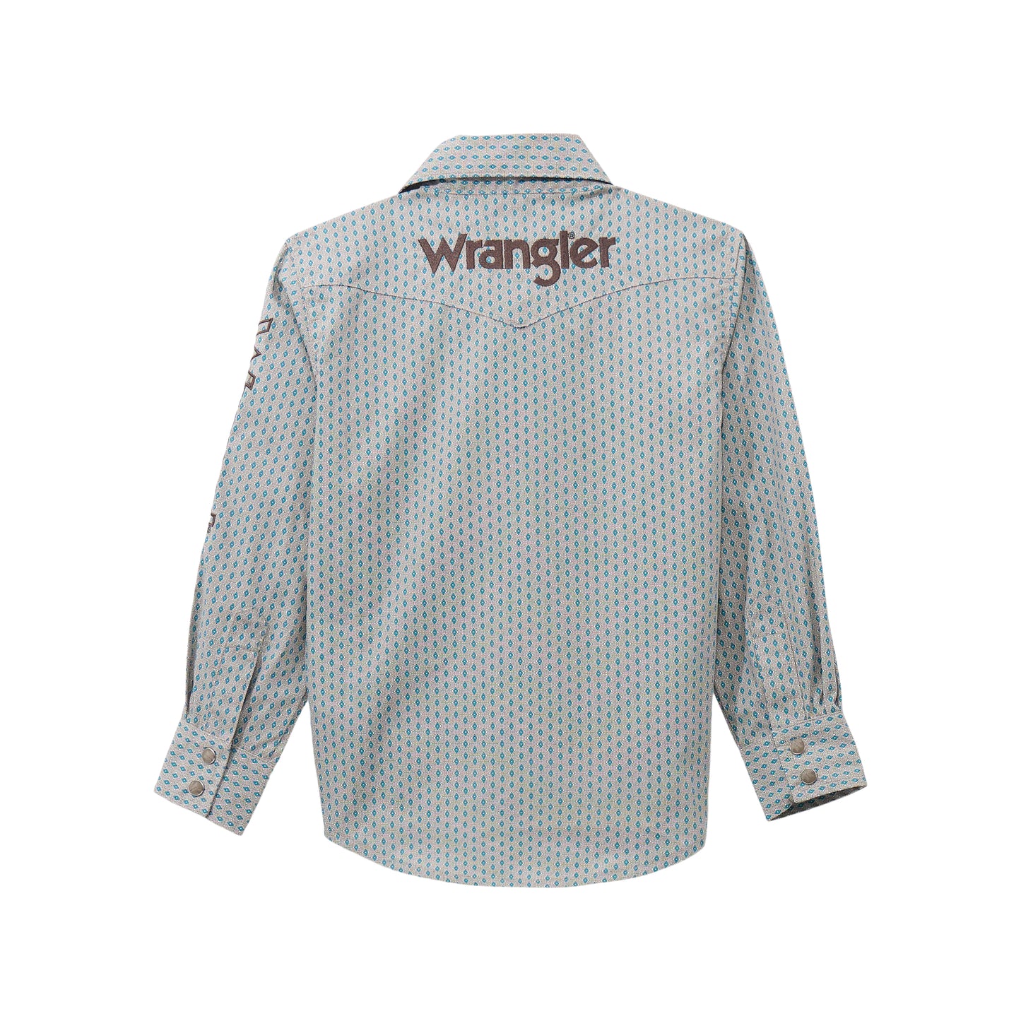 Wrangler Boy's Logo Long Sleeve Western Snap Shirt - Peacock