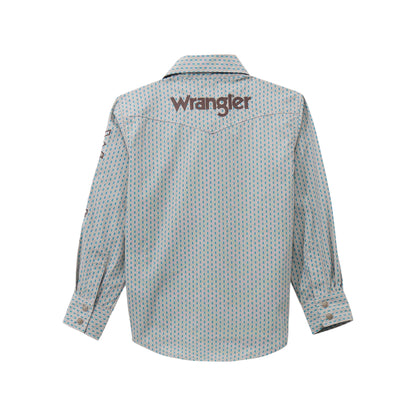 Wrangler Boy's Logo Long Sleeve Western Snap Shirt - Peacock