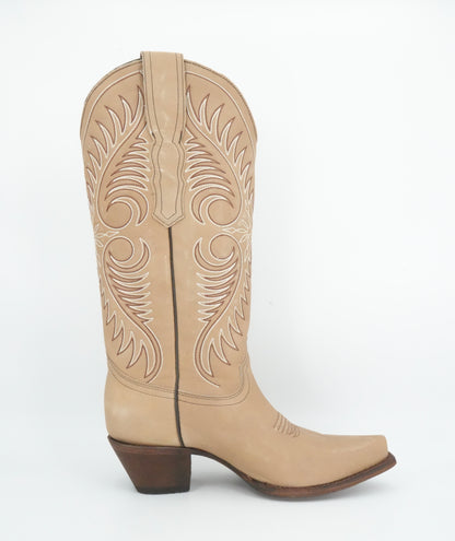 Circle G Women’s Sand Cowhide Embroidery Snip Toe Boot