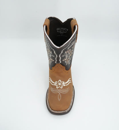 Quincy Kid’s Crazy Flower Embroidery Tang Boot