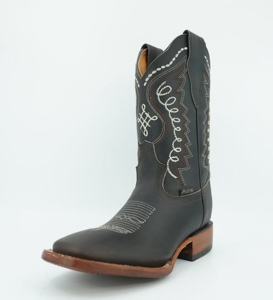 A&A Women's Brown Crazy Wide Square Toe Boot