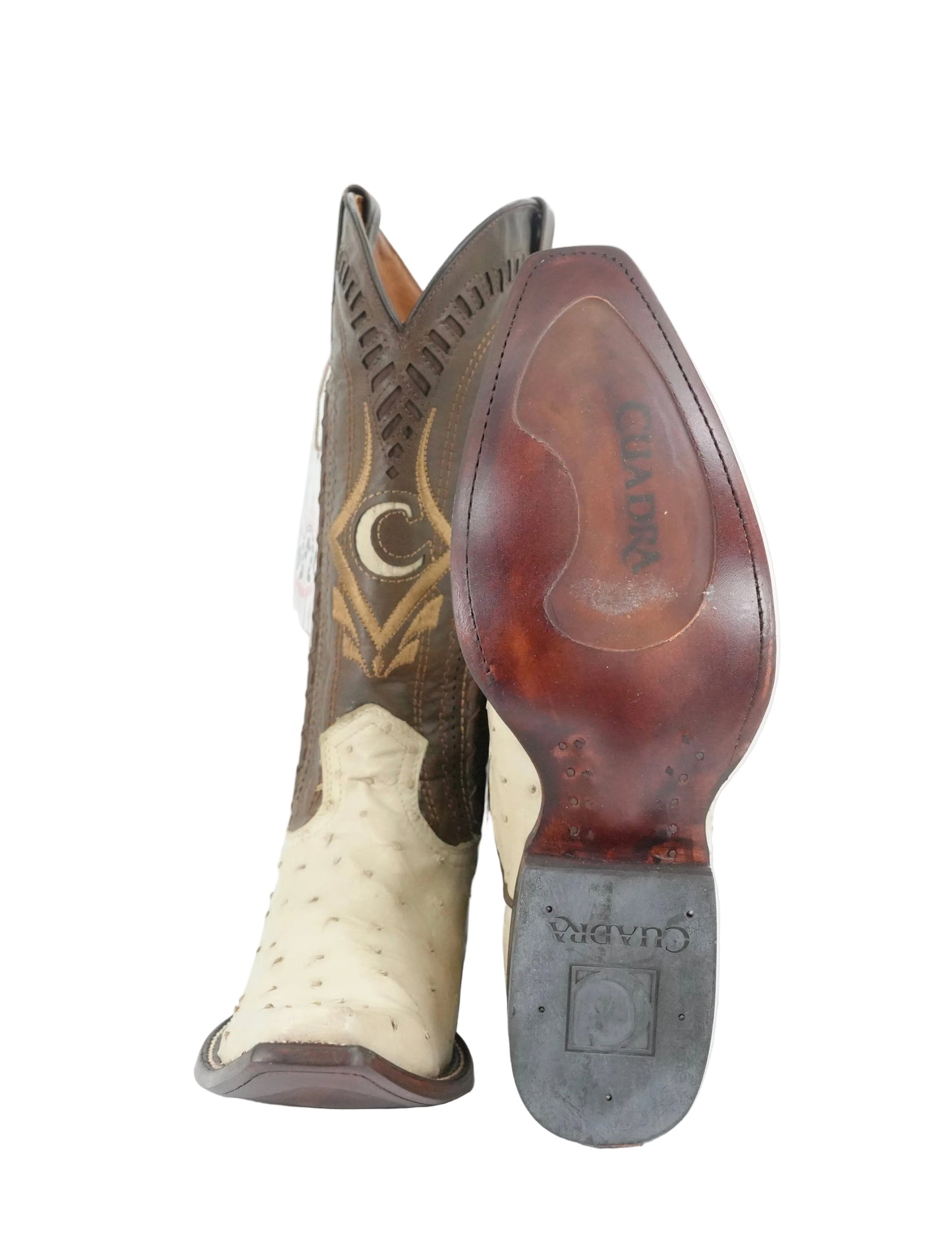 Cuadra Men's Genuine Ostrich Versache Toe Boot - Bone White