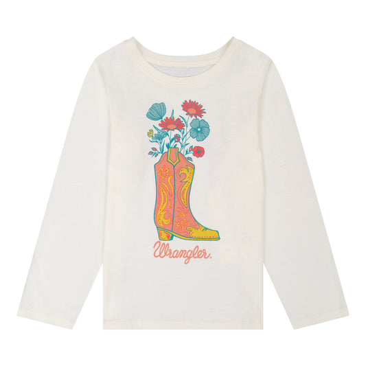 Wrangler Girl's Long Sleeve Western Graphic Tee - White